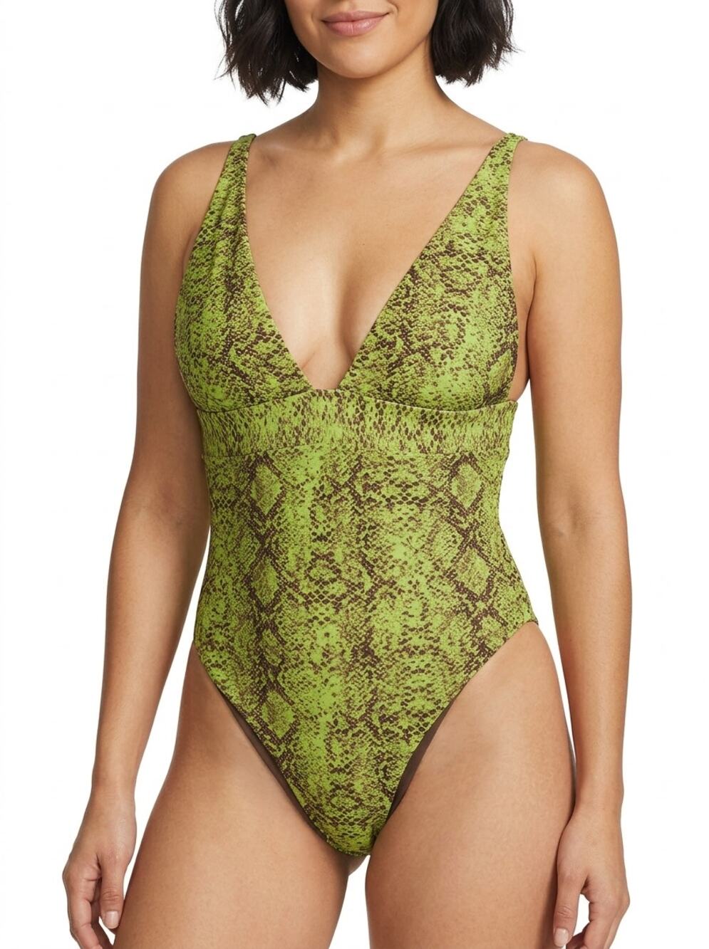 House of Harlow 1960 Green Animal Print Jersey Lined Swimwear Women Size L